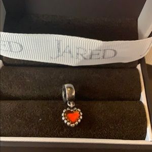 Pandora silver with red crystal heart charm
